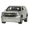 Машина металл CHEVROLET TAHOE 12 см, двери, багаж, инерц, серебристый , кор. Технопарк TAHOE-12-SR