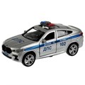Машина металл свет-звук BMW X6 mk3 g06 ПОЛИЦИЯ 12 см, двер, инер, сер, кор. Технопарк X6-12SLPOL-SR