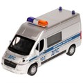 Машина металл CITROEN JUMPER ПОЛИЦИЯ 14 см,двери, багаж, серебристый Технопарк JUMPER-14POL-SR