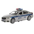 Машина металл BMW 5-ER SEDAN M-SPORT ПОЛИЦИЯ 12 см, двери, баг, кор. Технопарк 5ER-12POL-SR
