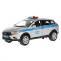 Машина металл свет-звук LADA sw cross ПОЛИЦИЯ 17,5 см, двери, кор. Технопарк VESTASWCR-124SLPOL-GY