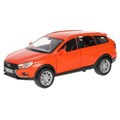 Машина металл свет-звук LADA VESTA SW CROSS 17,5см, двери, инерц, оран, кор. Технопарк VESTASWCR-124SL-OG