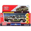 Машина металл UAZ PICKUP ВОЕННЫЙ длина 12 см, двери, багаж, инерц, кор. Технопарк PICKUP-MIL