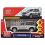 Машина металл TOYOTA PRADO, 12 см, откр дв, багаж, инерц, серебристый, кор. Технопарк PRADO-SL