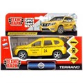 Машина металл NISSAN terrano ТАКСИ, 12 см, двери, багаж., инерц., кор. Технопарк SB-17-47-NT(T)-WB