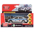 Машина металл SKODA OCTAVIA ПОЛИЦИЯ длина 12 см, двери, багаж, инерц. кор. Технопарк OCTAVIA-P
