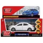 Машина металл TOYOTA COROLLA длина 12 см, двери, багаж, инерц, белый, кор. Технопарк COROLLA-WT