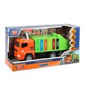 Машина пластик свет-звук KAMAZ МУСОРОВОЗ 30 см, бачок, двер, инер, зел, кор. Технопарк KAMGARB-30PL-OGGN (24)