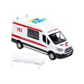 Машина пластик свет-звук FORD TRANSIT СКОРАЯ 22,5 см, двери, 4 кнопки, кор. Технопарк TRANSITVAN-22PLAMB-WH (36)