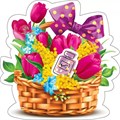 Украшение на скотче "Корзинка с тюльпанами и мимозой" 079.249 079.249