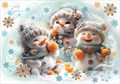 Новогодние наклейки "Снеговики" 0201145 201145