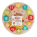 Деревянная Развивающая игра 3в1 "Часы" вкладыш, шнуровка, обучение формам и цифрам 76847 380-378