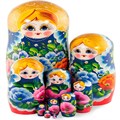 Деревянная Матрешка 10 мест  красно-синяя золотой кокошник MS1003YurG-01 478-581