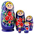 Деревянная Матрёшка цветочки синяя 5 шт MS0503rojP-14 979-263