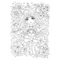 Раскраска в стиле ANIME Девочка с котиком А3 05149 401-288