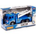 Автомобиль эвакуатор Сити инерц. свет, звук синий в коробке 86525 П-Е /8/ 201-689