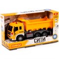 Автомобиль самосвал Сити инерц. свет, звук желтый в коробке 86204 П-Е /8/ 201-680