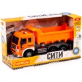 Автомобиль самосвал Сити инерц. свет, звук оранжевый в коробке 86235 П-Е /8/ 201-682