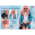 Альбом для рисования 40 л. А4 Стильные красотки 40А4тВ Hatber 893-785