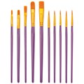 Набор кистей 10 шт. синтетика ,фиолетовые, № 2/0-8, (Круглые; Овальные; Плоские; Лайнеры) 201086 909-456
