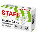 Скрепки 33 мм оцинкованные 100 штук, 270445 Staff 910-393