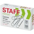 Скрепки 28 мм металлические 100 штук, 220012 Staff 910-392