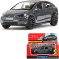 Модель MODELX-12-GY-WOD Tesla model x plaid 12 см, двери, серебр Технопарк в кор. 439-768