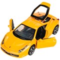 Модель 1651430-R-WOD Ferrari 458 italia 14 см, двери, багажник. инерция Технопарк  в кор. 439-644