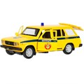 Модель 2104-12SLPOL-YE свет-звук ВАЗ-2104 жигули милиция 12 см,двери,желтый Технопарк в кор. 439-563