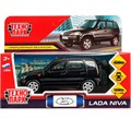 Модель LADANIVA-12-BK-WOD LADA NIVA длина 12 см, двери, багаж, инерц, черный, Технопарк  в кор. 439-418
