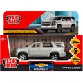 Модель TAHOE-12-SR CHEVROLET TAHOE 12 см, двери, багаж, инерц, серебристый Технопарк в коробке 438-995
