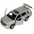 Модель TAHOE-12-SR CHEVROLET TAHOE 12 см, двери, багаж, инерц, серебристый Технопарк в коробке 438-995
