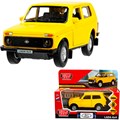 Модель LADA4X4-12-YE LADA 4х4 12 см, двери, багаж, инерц,  желтый Технопарк  в кор. 439-339