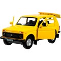 Модель LADA4X4-12-YE LADA 4х4 12 см, двери, багаж, инерц,  желтый Технопарк  в кор. 439-339