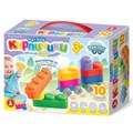 Конструктор Мягкие кирпичики plus.Веселый транспорт 10 дет+колесики 04031 525-814