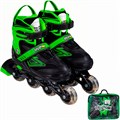 Ролики Dvizhok р. L 38-41 раздвиж., свет 1 колеса, черно-зеленый 141V-671-9 353-430