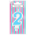 Свеча для торта Цифра "2" Веселая вечеринка голубой L0282-BL 461-365