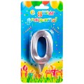 Свеча цифра "0" Грань серебро 7см 1502-5745 460-694