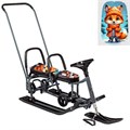 Снегокат 507 высокий SNOWKAT TWINS BABY Wheel для двоих, с 2 склад спинк. П-обр толкат. колёса Лисенок 266-334