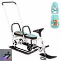 Снегокат 507 высокий SNOWKAT TWINS BABY Wheel для двоих, с 2 склад спинк. П-обр толкат. колёса с подсветкой Лисенок Flash 266-350