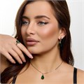 Комплект ювелирной бижутерии коллекция "Дубай" серьги, кулон и кольцо 18 р, покрытие посеребрение, вставка: фианит, цвет: зеленый, арт.313.559-18 313.559-18