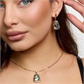 Комплект ювелирной бижутерии коллекция "Дубай" серьги и кулон, покрытие позолота, вставка: искусственный перламутр, арт.313.547 313.547