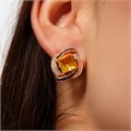 Серьги с камнем Каталог >> Бижутерия >> Ювелирная бижутерия коллекция "Дубай", покрытие позолота, вставка: фианиты и цветная эмаль, цвет: черный и желтый, арт.215.780 215.780