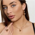 Комплект ювелирной бижутерии коллекция "Дубай" в форме шаров серьги, кулон и кольцо 17 р, покрытие позолота, вставка: цирконы, цвет: прозрачный, арт.414.483-17 414.483-17