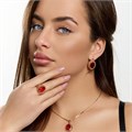Комплект ювелирной бижутерии коллекция "Дубай" серьги, кулон и кольцо 20 р, покрытие позолота, вставка: стекло, цвет: красный, арт.414.458-20 414.458-20
