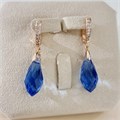 Серьги с кристаллом под Swarovski Каталог >> Бижутерия >> Ювелирная бижутерия коллекция "Дубай", покрытие позолота, цвет: синий, арт.414.474 414.474