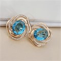 Серьги с крупным камнем Каталог >> Бижутерия >> Ювелирная бижутерия коллекция "Дубай" покрытие позолота, вставка: стекло и цирконы, цвет: голубой и прозрачный, арт.215.730 215.730