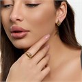 Комплект ювелирной бижутерии коллекция "Дубай" серьги и кольцо 18 р, покрытие позолота, вставка: фианиты и цирконы, цвет: оливковый и прозрачный, арт.215.746-18 215.746-18