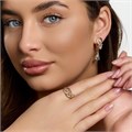 Комплект ювелирной бижутерии коллекция "Дубай" серьги и кольцо 17 р, покрытие позолота, вставка: фианиты и цирконы, цвет: нежно-голубой и прозрачный, арт.215.741-17 215.741-17