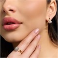 Комплект ювелирной бижутерии коллекция "Дубай" серьги и кольцо 18 р, покрытие позолота, вставка: цирконы, цвет: прозрачный, арт.217.500-18 217.500-18
